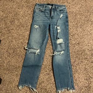 Distressed mom jeans